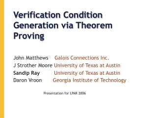 Verification Condition Generation via Theorem Proving