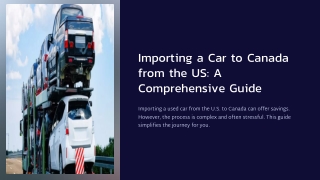 Importing A Car To Canada From Us