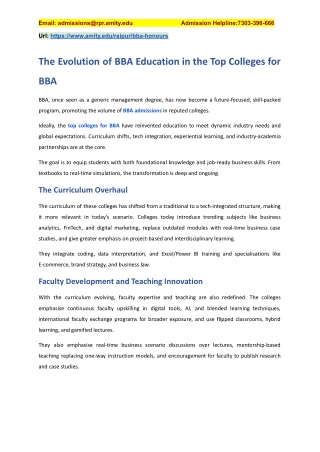 The Evolution of BBA Education in the Top Colleges for BBA
