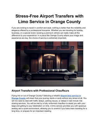 Stress-Free Airport Transfers with Limo Service in Orange County