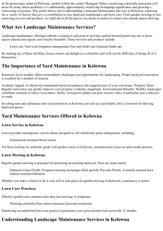 Understanding Landscape Maintenance Services in Kelowna