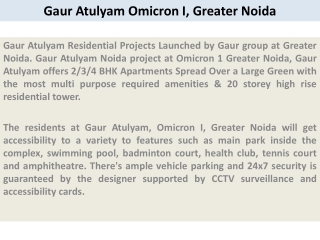 Gaur Atulyam Noida 91 9873111181 Gaur Atulyam Greater Noida