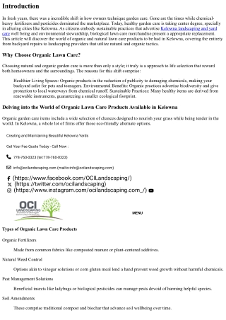 “Delving into the World of Organic Lawn Care Products Available in Kelowna”