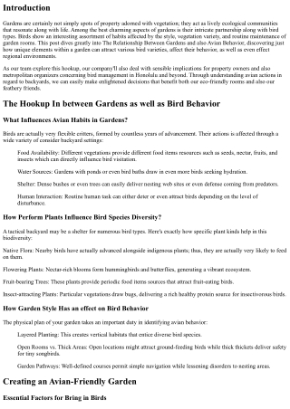 The Connection Between Gardens and Avian Behavior