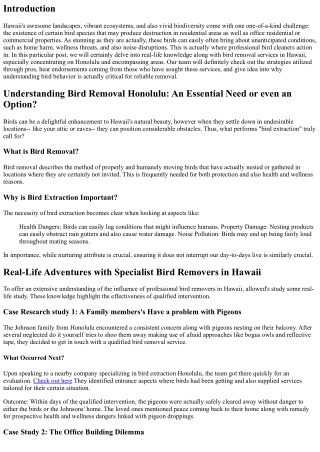 Real-Life Experiences with Professional Bird Removers in Hawaii