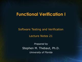 Functional Verification I