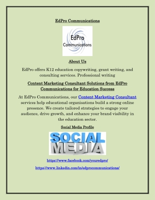 Content Marketing Consultant at EdPro Communications Boost Your Brand’s Reach