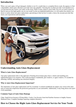 How to Choose the Right Auto Glass Replacement Service for Your Needs