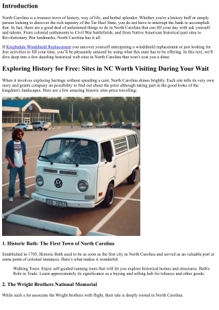 Exploring History for Free: Sites in NC Worth Visiting During Your Wait