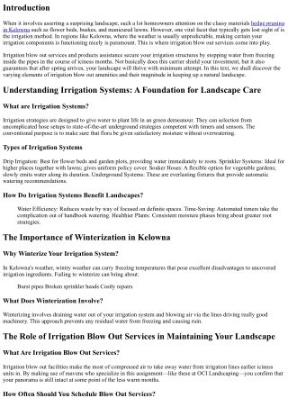 The Role of Irrigation Blow Out Services in Maintaining Your Landscape