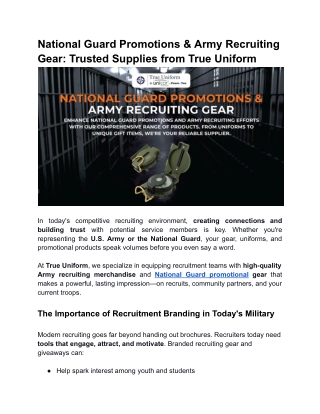 National Guard Promotions & Army Recruiting Gear | True Uniform