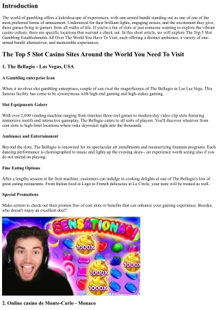 The Top 5 Slot Online Casinos Worldwide You Must Go To
