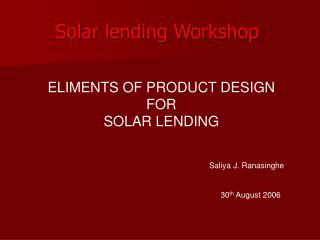 Solar lending Workshop
