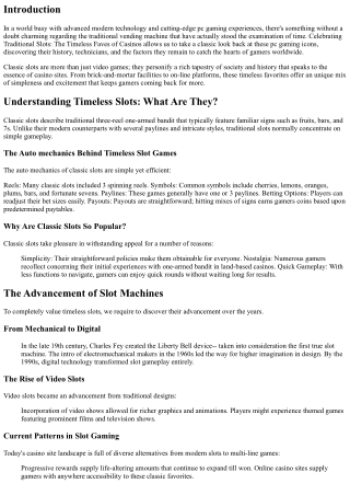 Commemorating Timeless Slots: The Ageless Favorites of Gambling Establishments