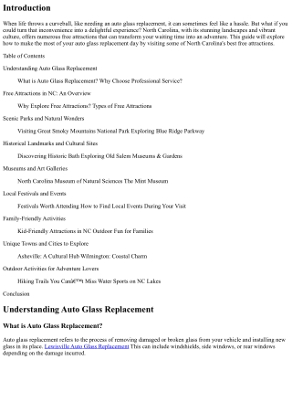 Free Attractions in NC: Make the Most of Your Auto Glass Replacement Day
