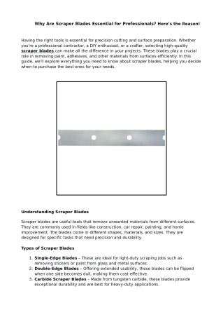 Why Are Scraper Blades Essential for Professionals_ Here’s the Reason!