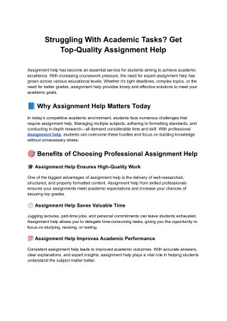 Struggling With Academic Tasks? Get Top-Quality Assignment Help