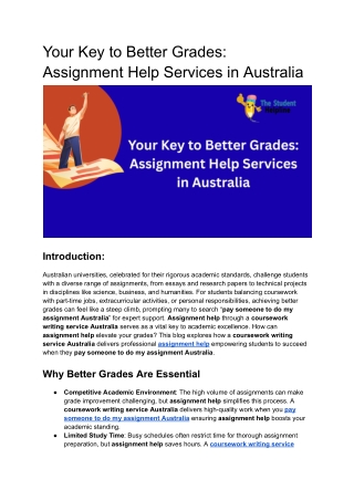 Your Key to Better Grades_ Assignment Help Services in Australia