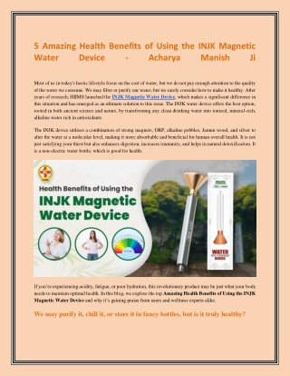 5 Amazing Health Benefits of Using the INJK Magnetic Water Device - Acharya Manish Ji (1)