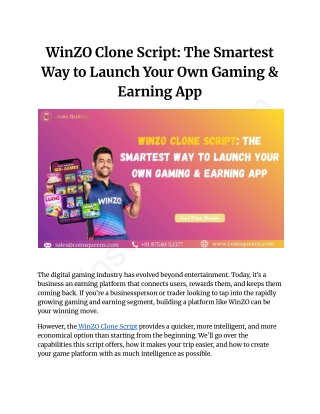 WinZO Clone Script_ The Smartest Way to Launch Your Own Gaming & Earning App (1)