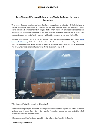Affordable Waste Bin Rentals in Edmonton