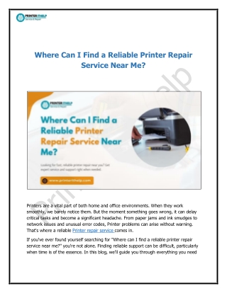 Where Can I Find a Reliable Printer Repair Service Near Me