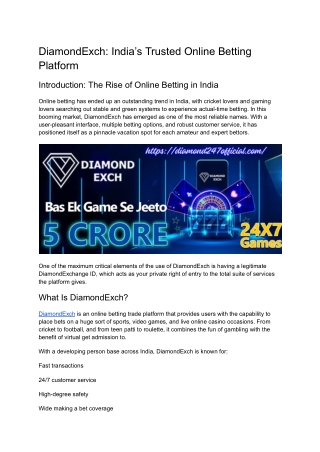 _DiamondExch_ India’s Trusted Online Betting Platform
