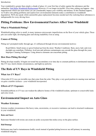 Pitting Problems: How Environmental Factors Affect Your Windshield