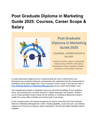 Post Graduate Diploma in Marketing Guide 2025_ Courses, Career Scope & Salary