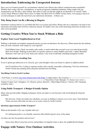Stuck Without A Ride? Here’s How To Make The Most Of It For FREE!