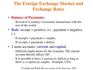 The Foreign Exchange Market and Exchange Rates