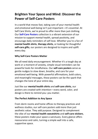 Shop Motivational Self-Care Posters for Mental Wellness