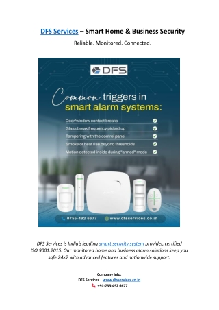 Smart Security Alarm for Home and Office - DFS Services