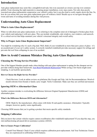 How to Avoid Common Mistakes During Auto Glass Replacement
