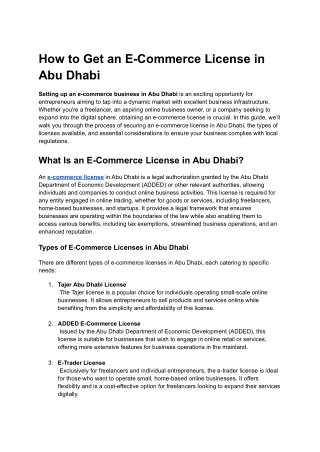 How to Get an E-Commerce License in Abu Dhabi