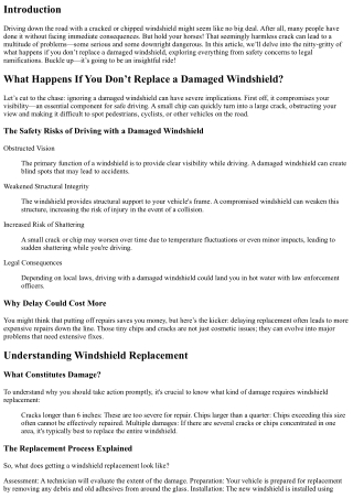What Happens If You Don’t Replace a Damaged Windshield?