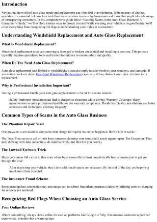 Avoiding Scams in the Auto Glass Business: A Consumer’s Guide