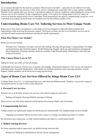 Home Care NJ: Tailoring Services to Meet Unique Needs