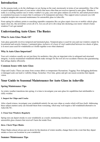 Your Guide to Seasonal Maintenance for Auto Glass in Asheville