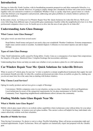 Car Window Repair Near Me: Quick Solutions for Asheville Drivers