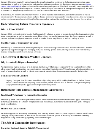 Is It Time to Rethink How We Handle Urban Wildlife?