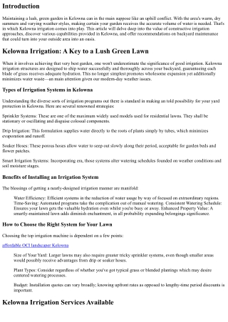 Kelowna Irrigation: A Key to a Lush Green Lawn