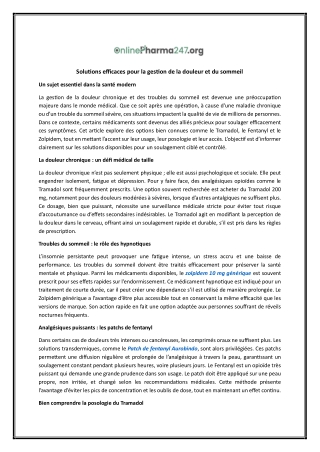 Posologie du Tramadol 50 mg | Onlinepharma247.org