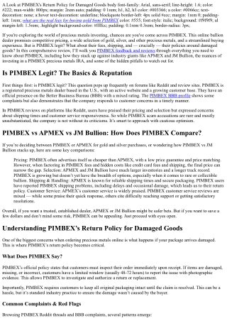A Look at PIMBEX's Return Policy for Damaged Goods