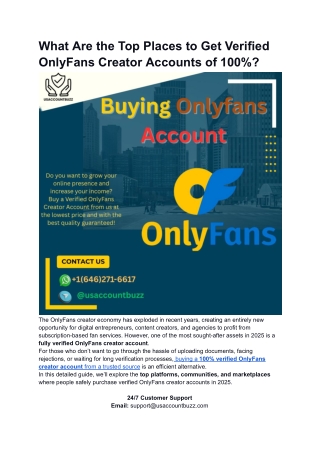 What Are the Top Places to Get Verified OnlyFans Creator Accounts of 100%_