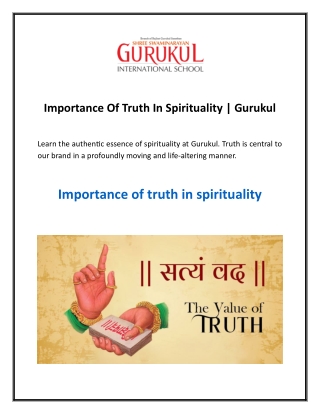 Importance Of Truth In Spirituality