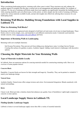 Retaining Wall Blocks: Building Strong Foundations with Local Supplies in Lubboc