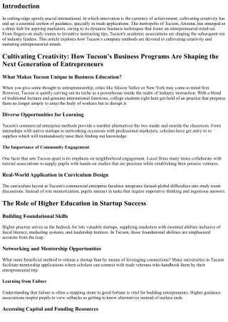 Cultivating Creativity: How Tucson’s Business Programs Foster Entrepreneurial Mi