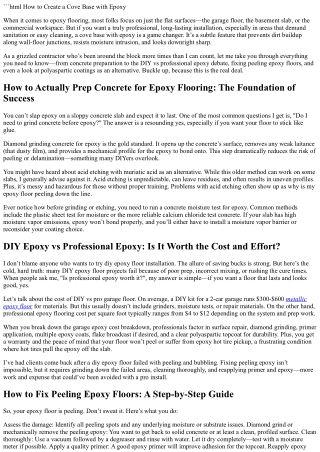 How to Create a Cove Base with Epoxy: A Contractor’s Guide to Durable, Professio