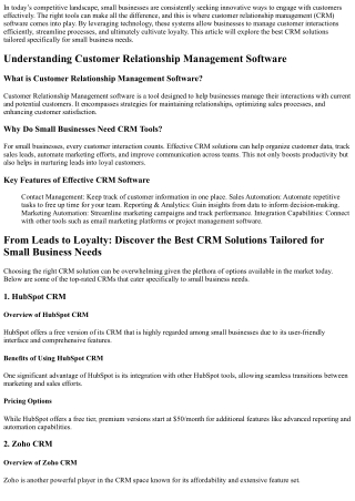 From Leads to Loyalty: Discover the Best CRM Solutions Tailored for Small Busine